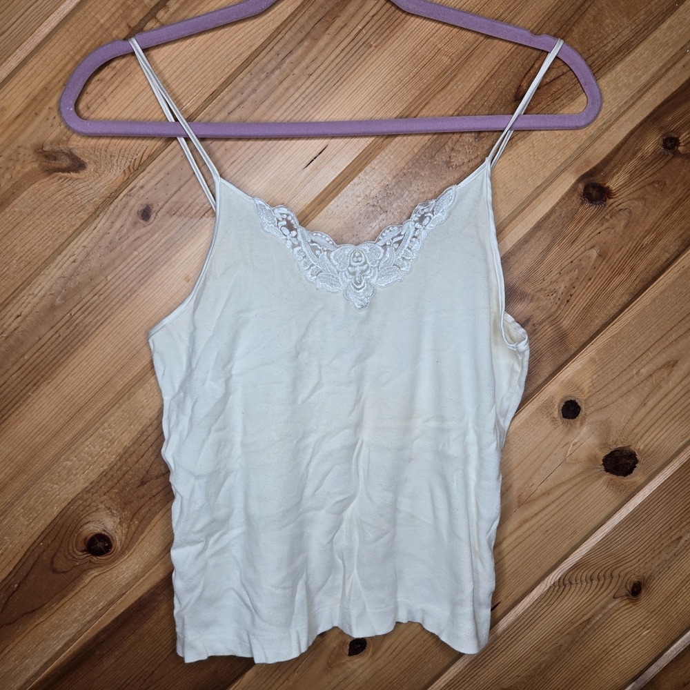 Vtg Victorias Secret Cotton Lace Camisole White Size Small‎ Gold Label